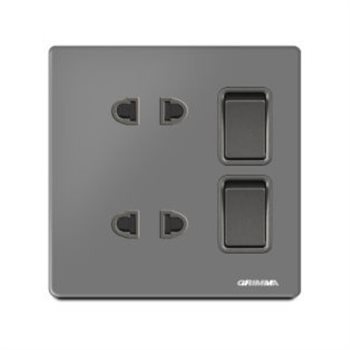 Bộ ổ cắm đôi 2 chấu và công tắc đôi 1 chiều GRIMMA G60K21SK2 G60K21SK2