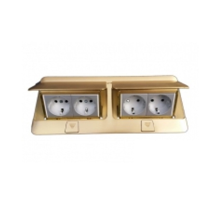 Hộp âm sàn 8 module, mặt đồng thau (2×4) – 054018