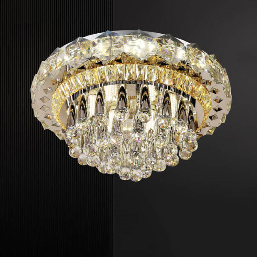 Đèn mâm pha lê Andora Ø600 x H380 LED 100W + E14 x 3 - led 3 CĐ+remote
