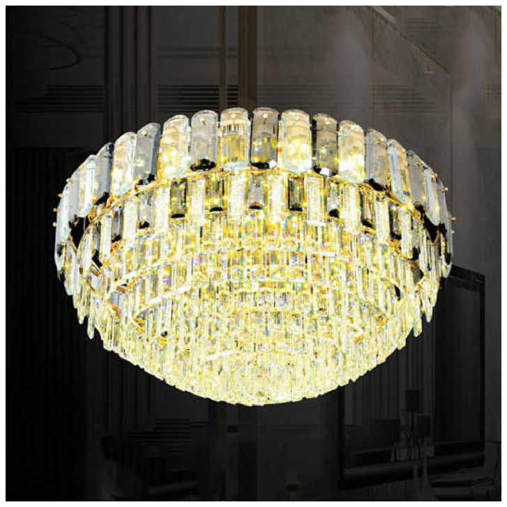 Đèn mâm pha lê Andora Ø800 x H380 LED 3CĐ - Pha Lê (Khói + Trong)