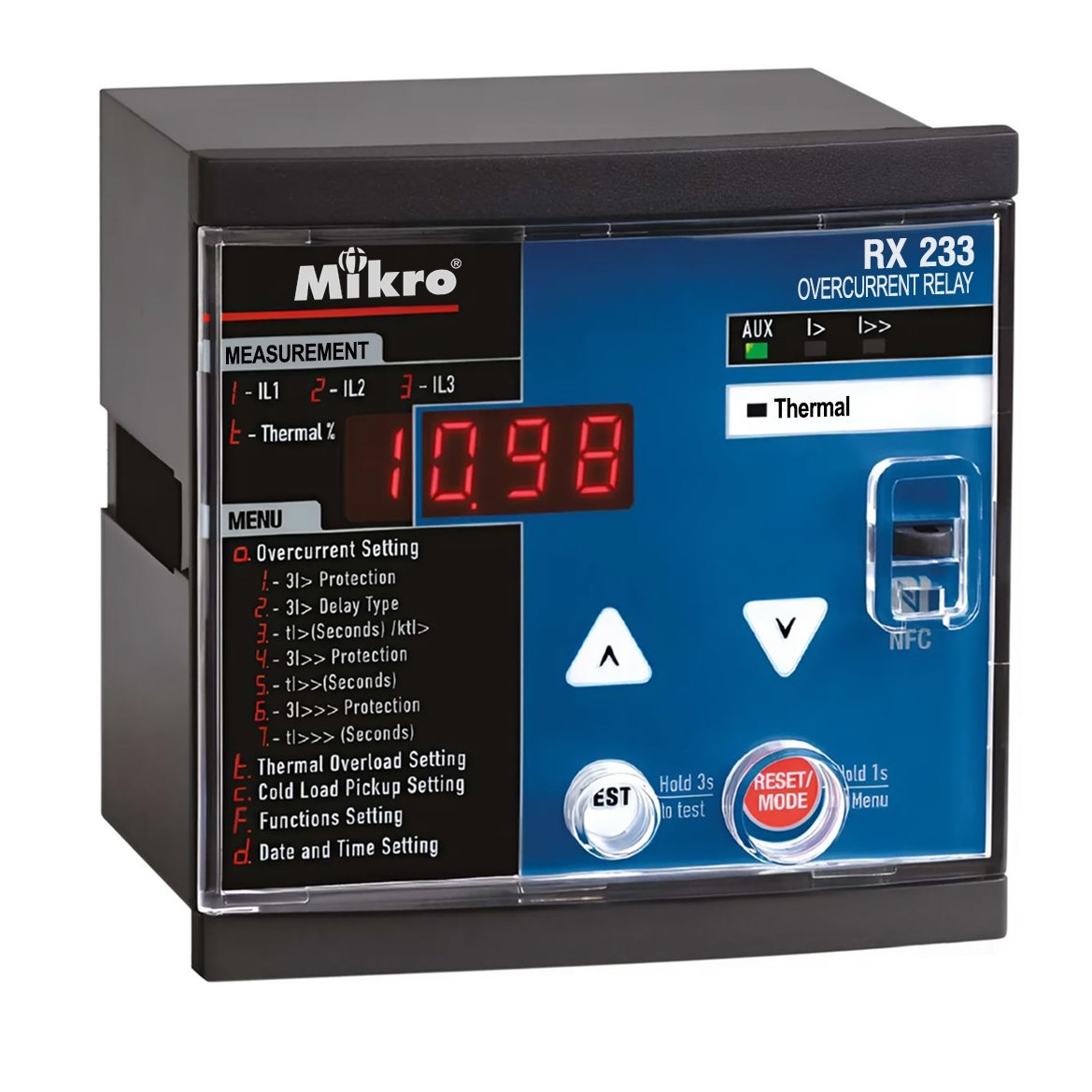Rơle bảo vệ quá dòng Mikro RX233-230A (50P, 51P, CLP, 50BF, 49RMS)