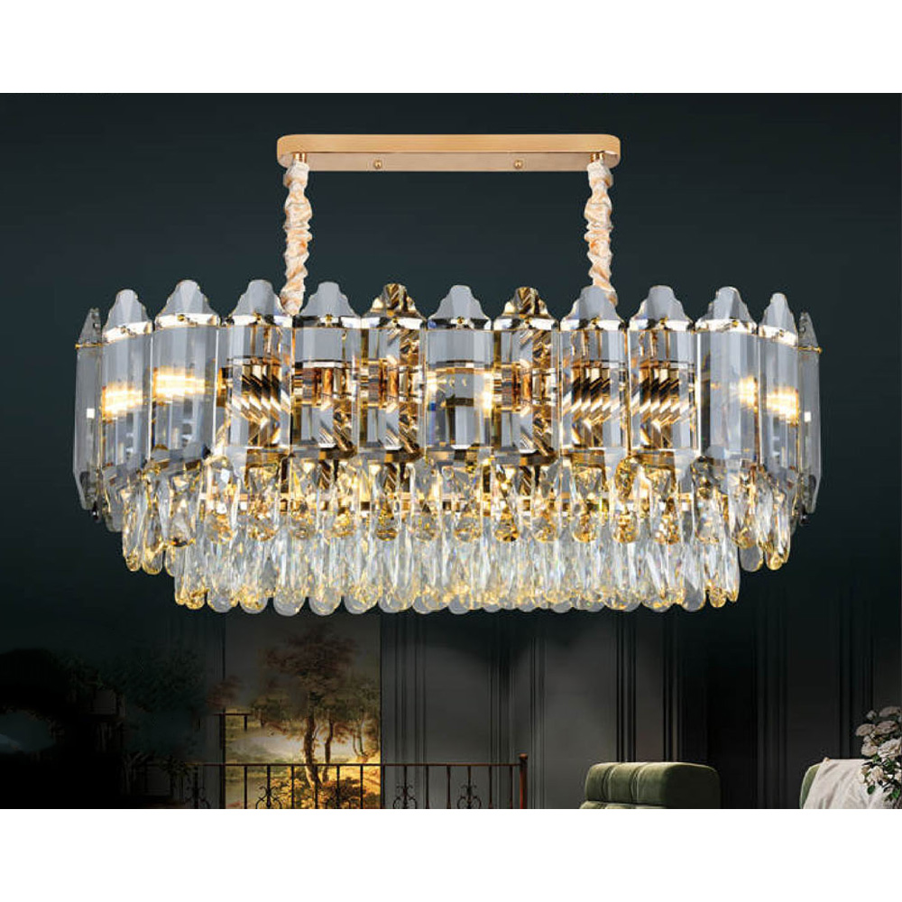 Đèn chùm pha lê Andora L750*W350*H300 - E14 x 8 (Pha lê khói + trong )