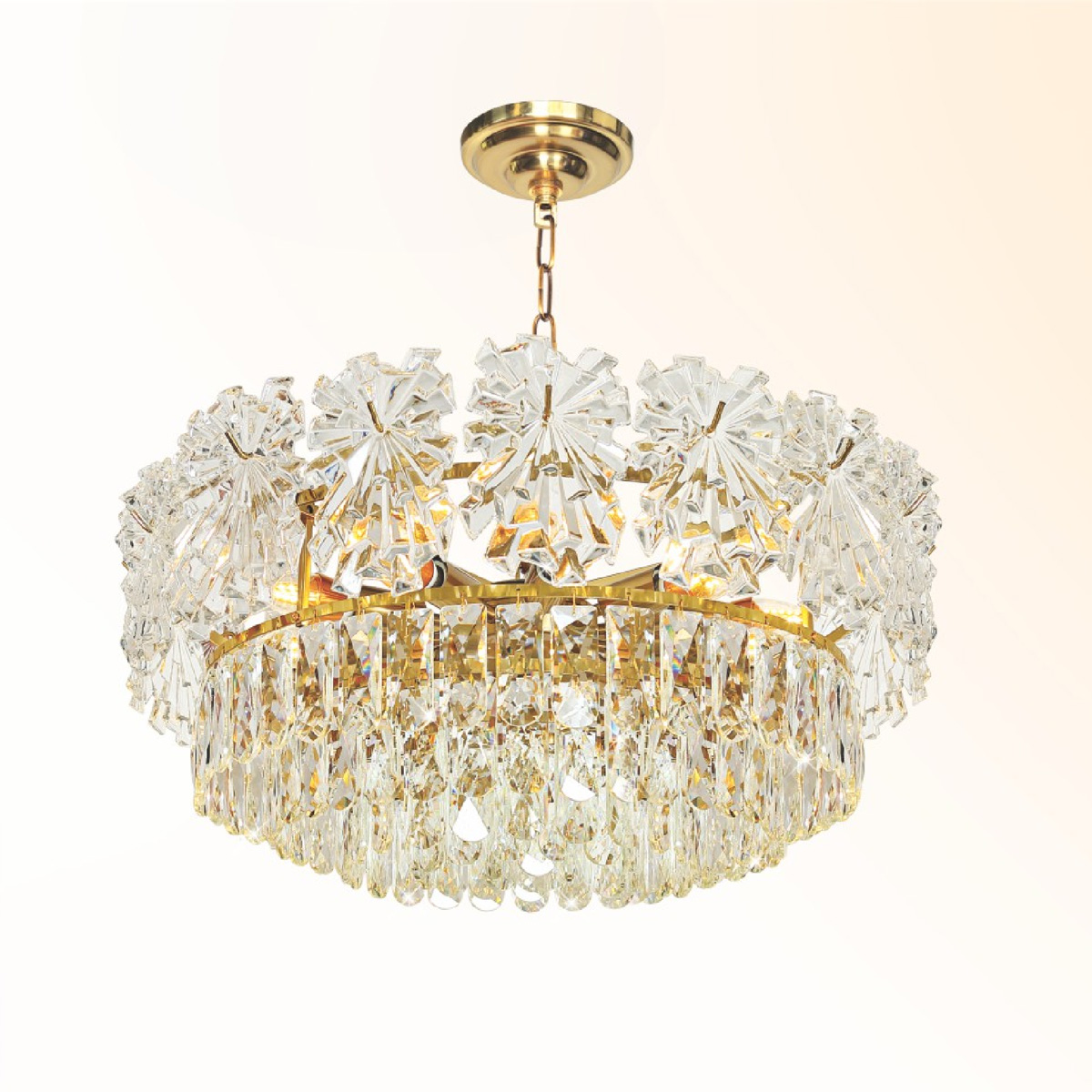 Đèn chùm pha lê Ø600*H270+400 - E14*10 Lamp 12Kg