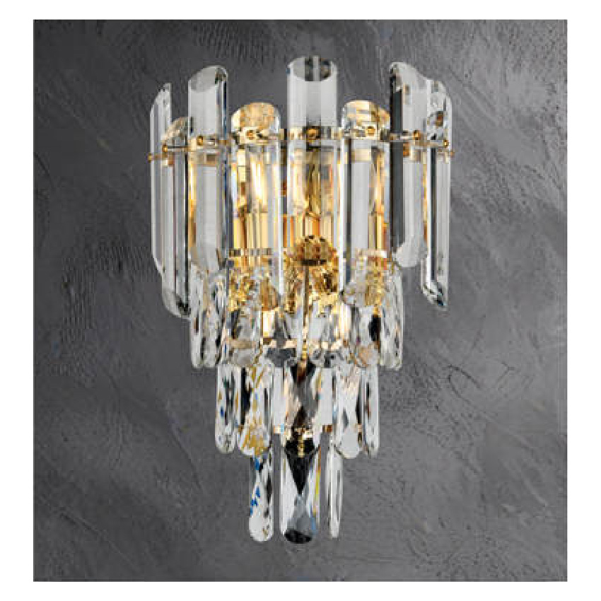 Đèn tường pha lê Andora VPL-B42 L230 x H360 E14 x 3 Pha Lê Trong