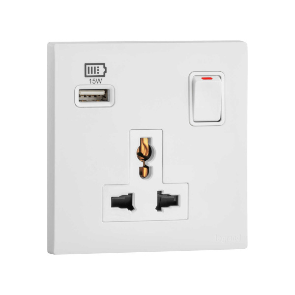 Bộ ổ cắm đa năng có công tắc và ổ sạc USB Type C