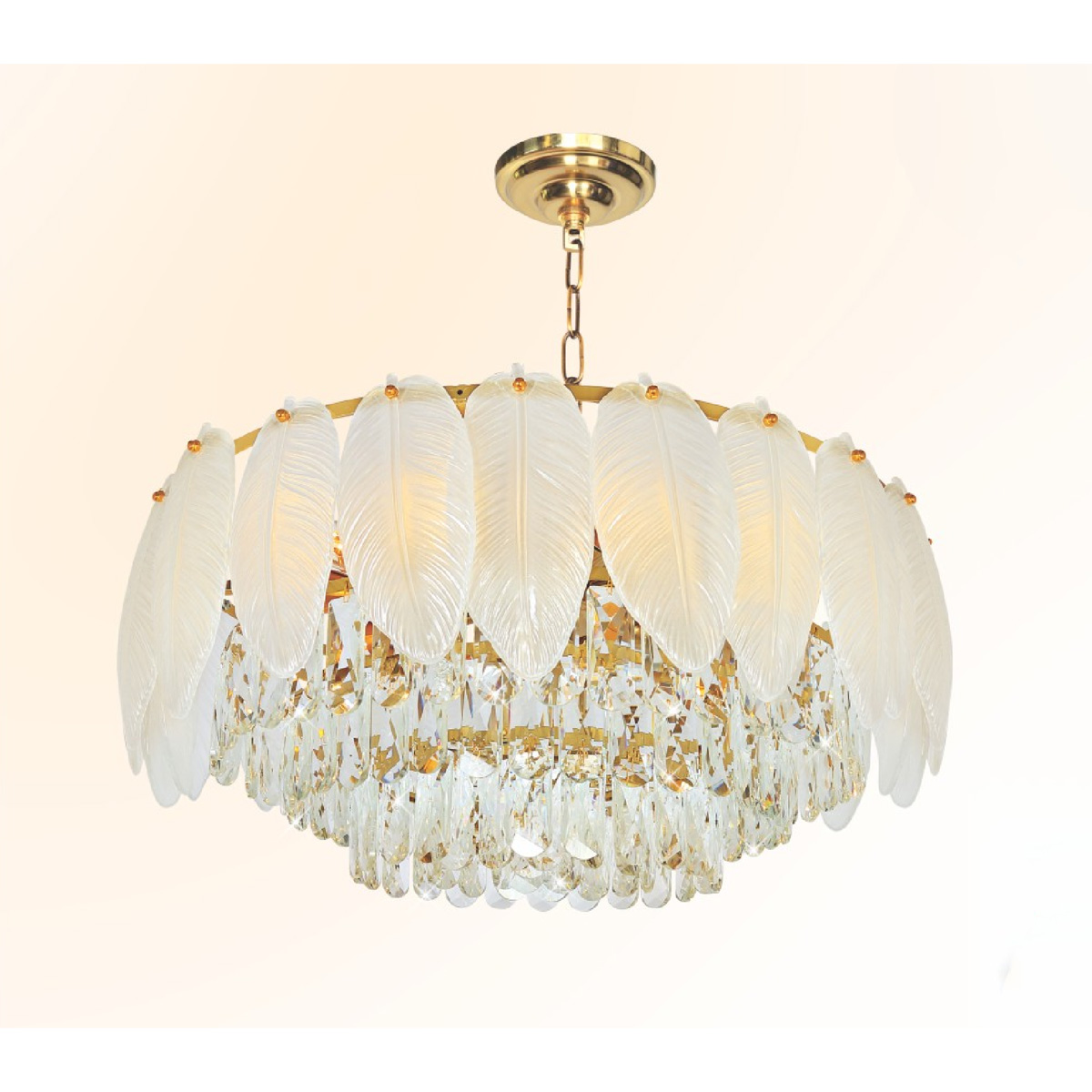 Đèn chùm pha lê Ø600*H250+500 - E14*10 Lamp 12Kg
