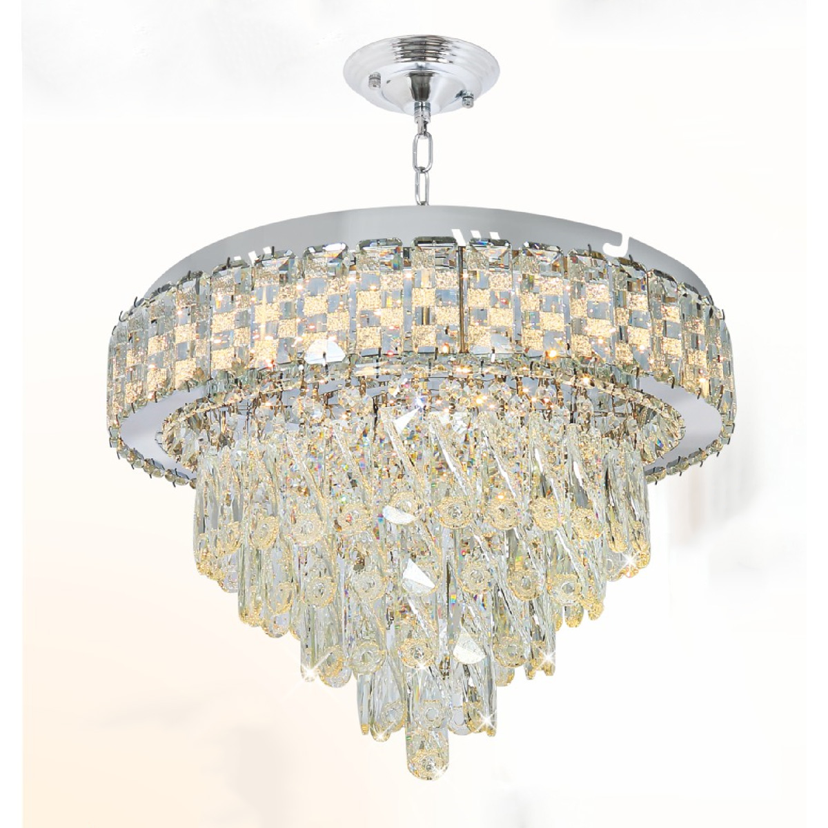 Đèn chùm pha lê Ø450*H300+500 Led 100W 3 màu