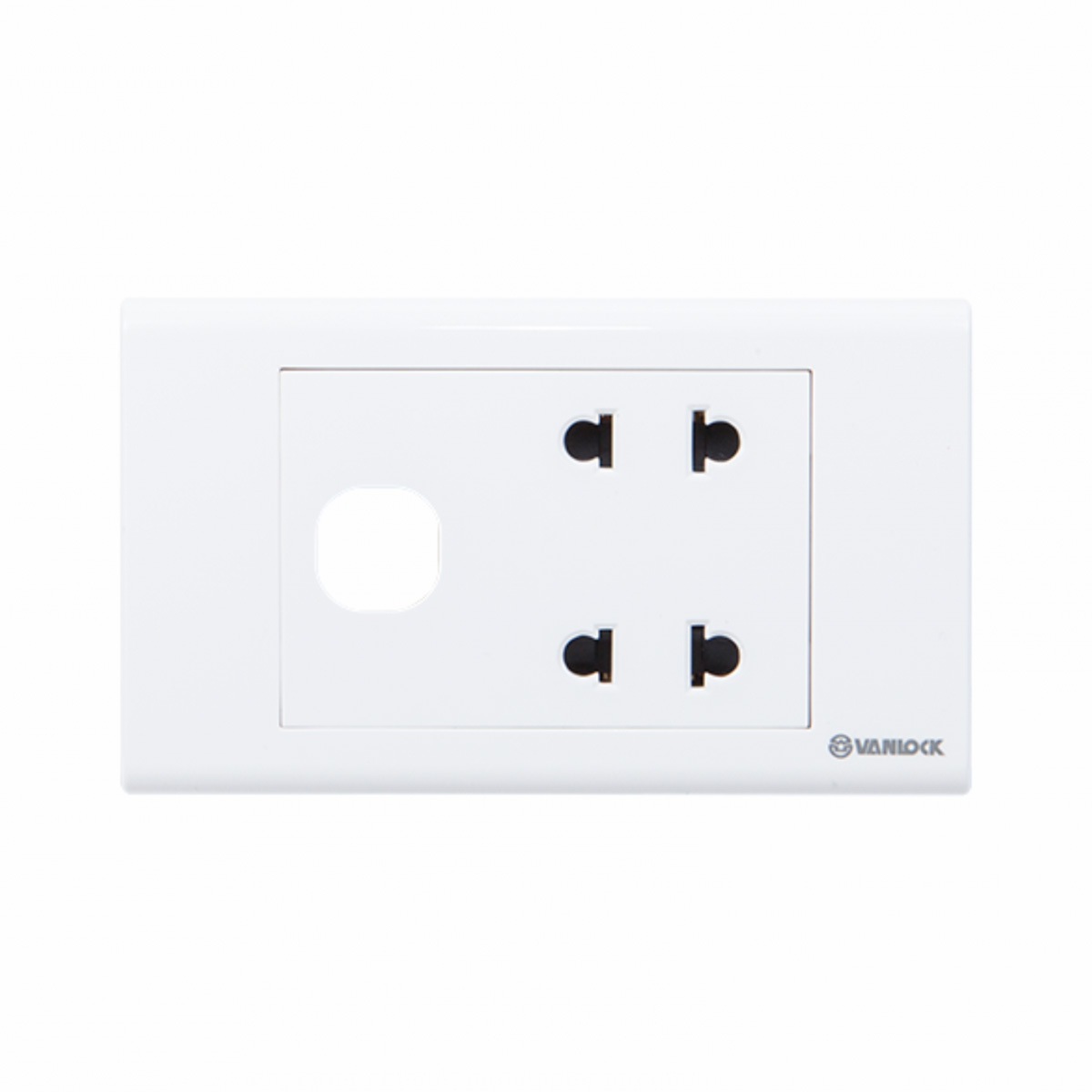 2 ổ cắm 2 chấu 16A với 1 lỗ
