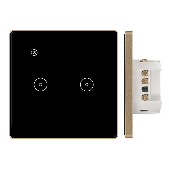 Công tắc Zigbee vuông (viền VÀNG, 2 nút + icon Z)