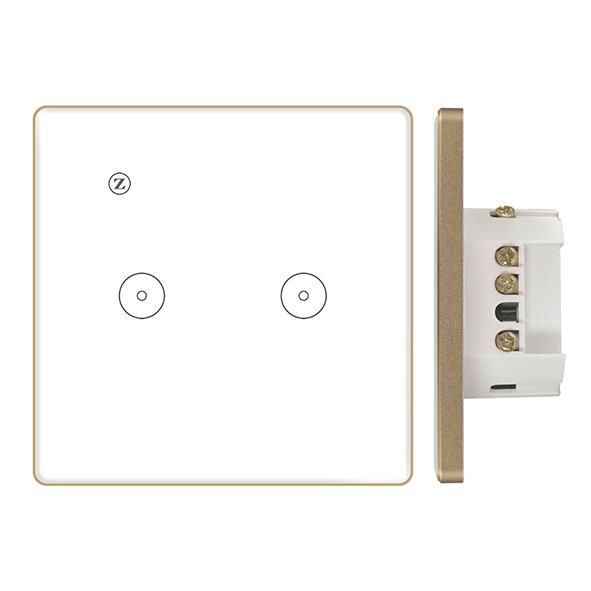 Công tắc Zigbee vuông (viền VÀNG, 2 nút + icon Z)
