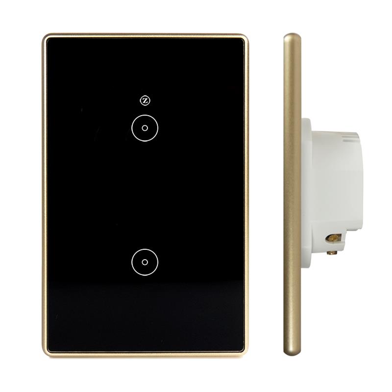 Công tắc Zigbee chữ nhật (viền VÀNG, 2 nút + icon Z)