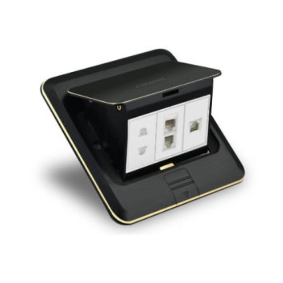 Ổ cắm âm sàn 2 chấu + 2 ổ mạng và điện thoại Grimma GFS22PCTEL22