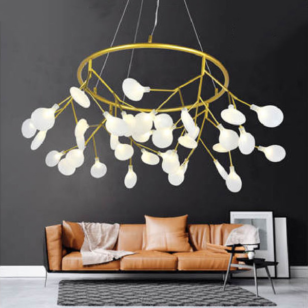 Đèn thả trang trí Andora Ø1050*H365 (thân vàng (chao đục - chao trong)) - LED G4*36 (có bóng)