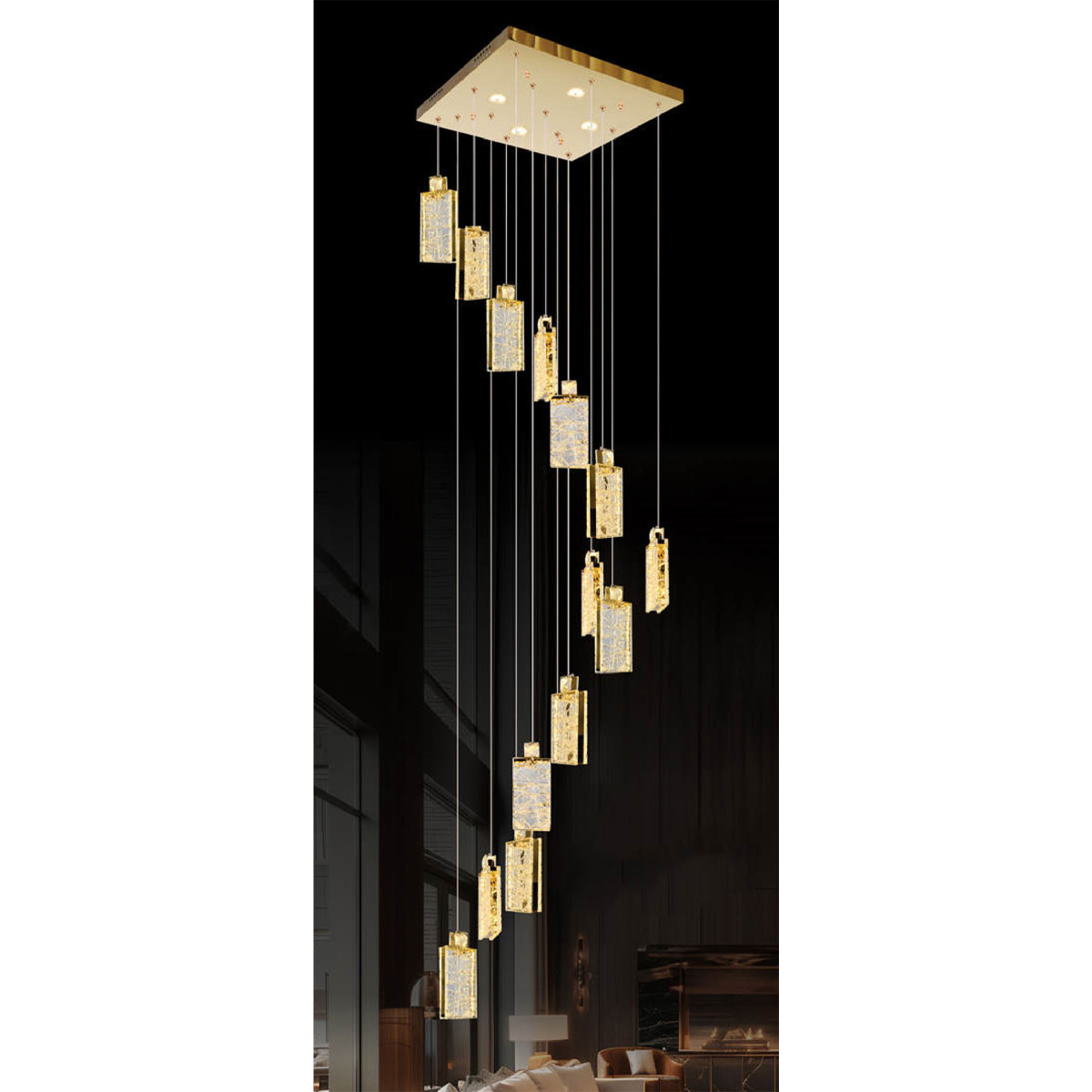 Đèn thả pha lê Andora Ø450*H1000 - LED 3000K + Remote