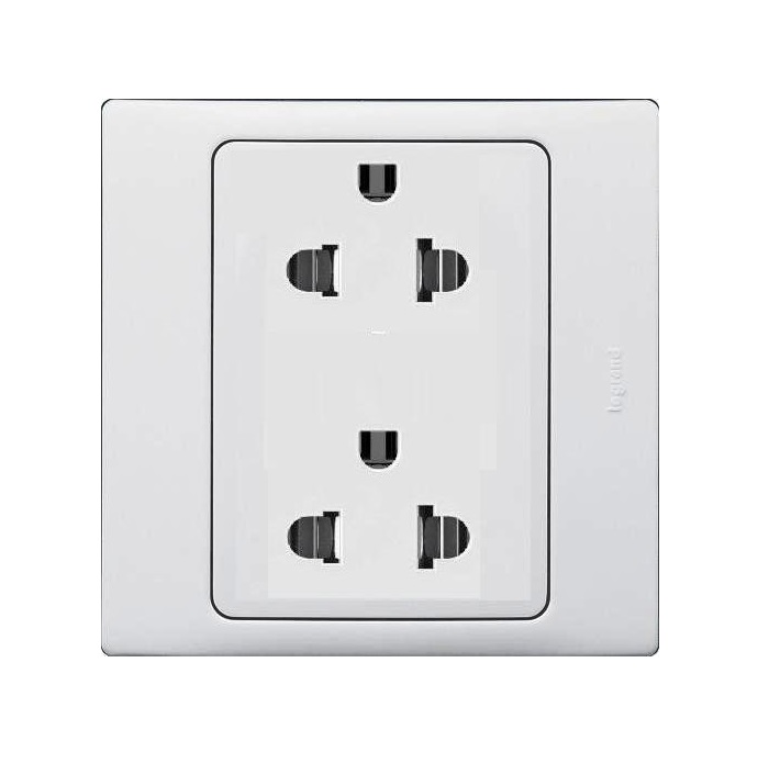 Ổ cắm đôi 3 cực Mallia chuẩn Âu-Mỹ – 281104