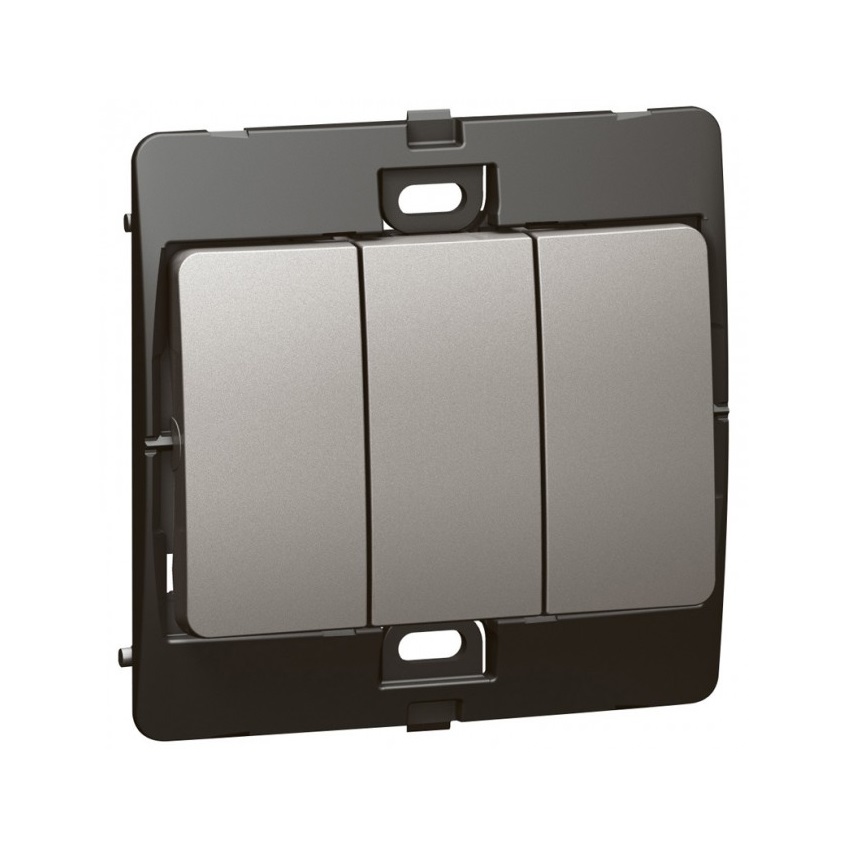Công tắc ba 1 chiều Mallia – xám bạc – 283404