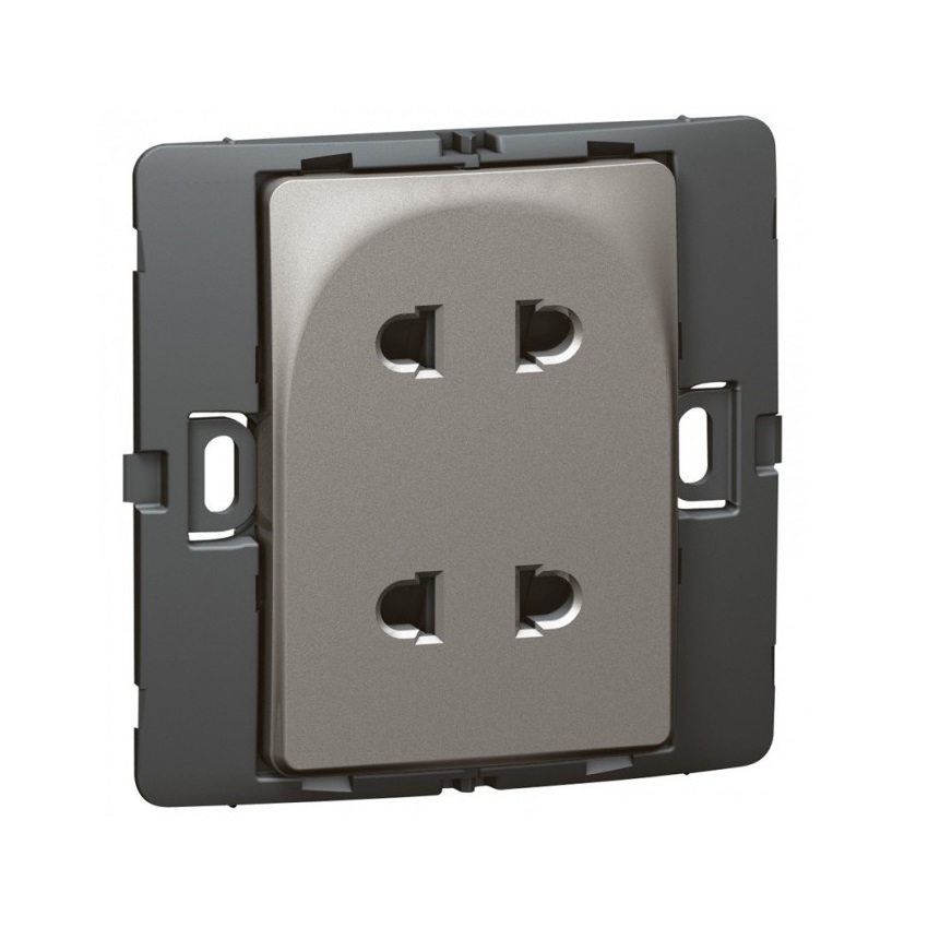 Ổ cắm đôi 2 cực Mallia chuẩn Âu-Mỹ – xám bạc – 283502