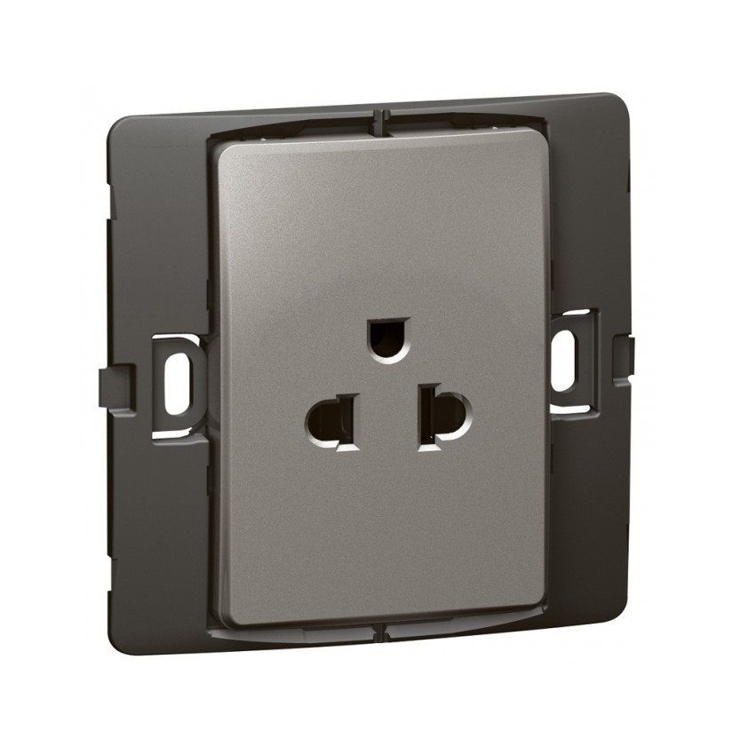 Ổ cắm 3 cực Mallia chuẩn Âu-Mỹ – xám bạc – 283503