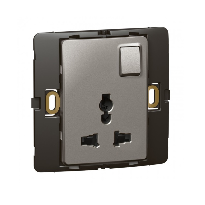 Ổ cắm đa năng Mallia có công tắc – xám bạc – 283520