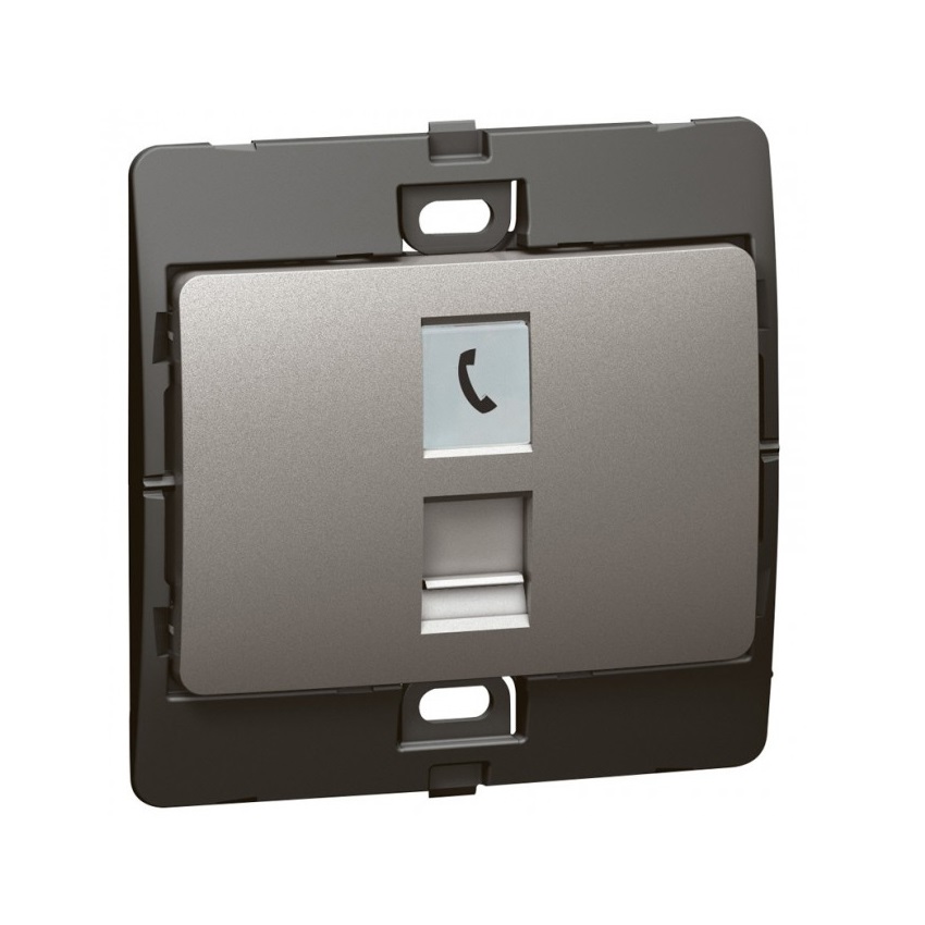 Ổ cắm điện thoại RJ11 Mallia – xám bạc – 283560