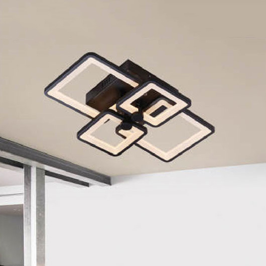 Đèn ốp trần trang trí Andora vuông Ø600 x 400 - LED 3 CĐ + Remote