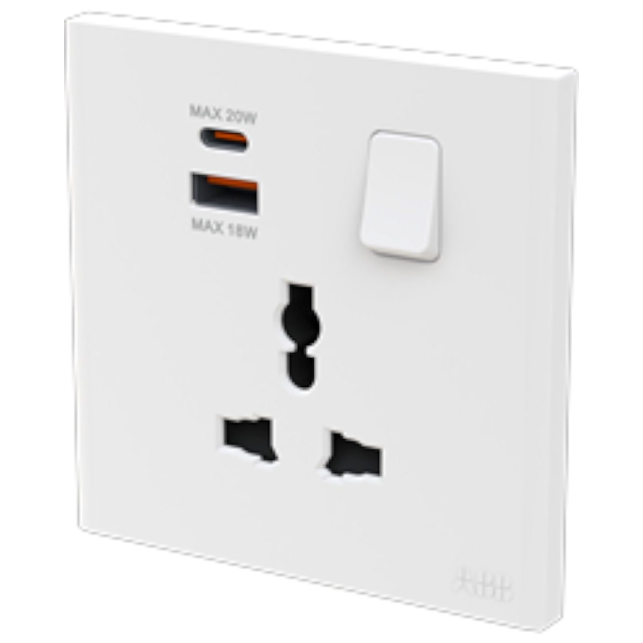 Bộ ổ cắm đa năng đơn ABB Framia BC251 16A kèm công tắc và cổng sạc type A+C