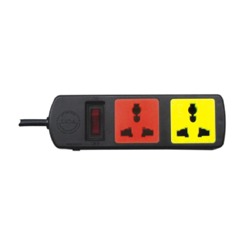 Ổ cắm kéo dài đa năng LiOa màu đen, bảo vệ quá tải CB, có nắp che an toàn