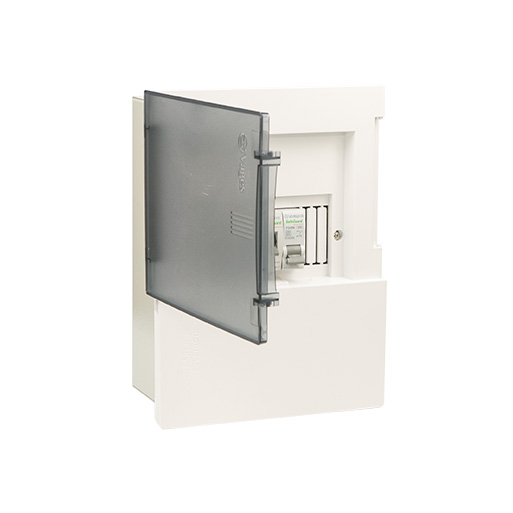 Tủ điện 3-6 Module Sino E4M âm tường màu khói trong