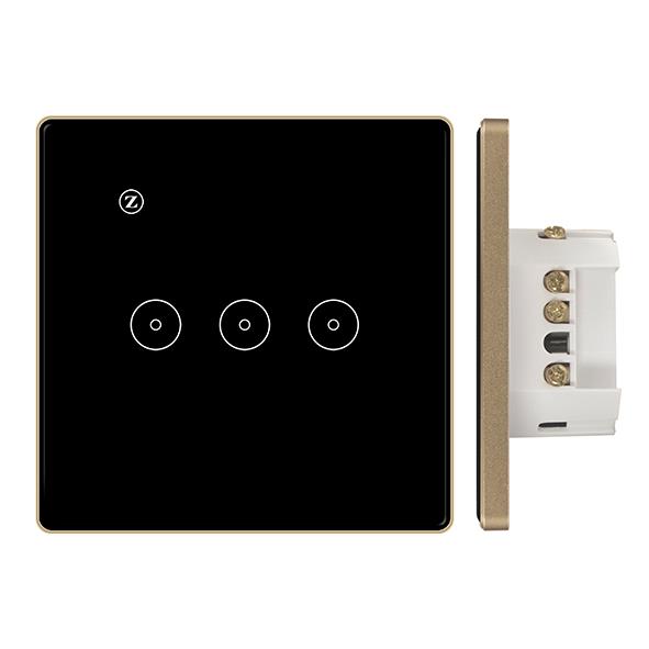 Công tắc Zigbee vuông (viền VÀNG, 3 nút + icon Z)