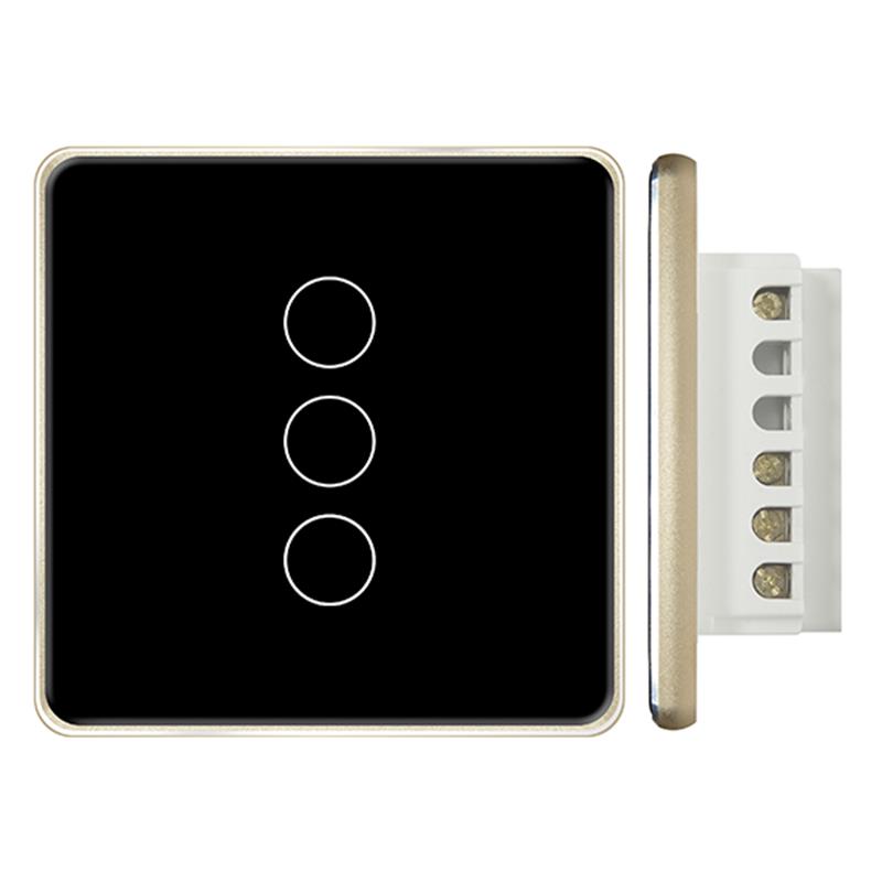 Công tắc Zigbee vuông 3 nút màu đen (vát kim cương 2.5D)