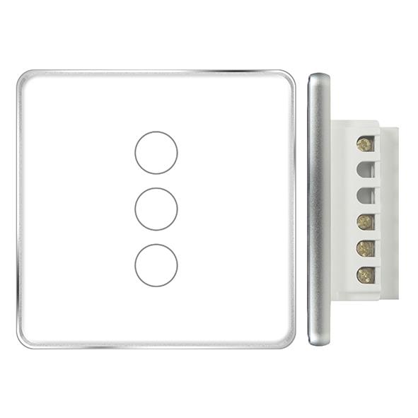 Công tắc Zigbee vuông 3 nút màu trắng (vát kim cương 2.5D)