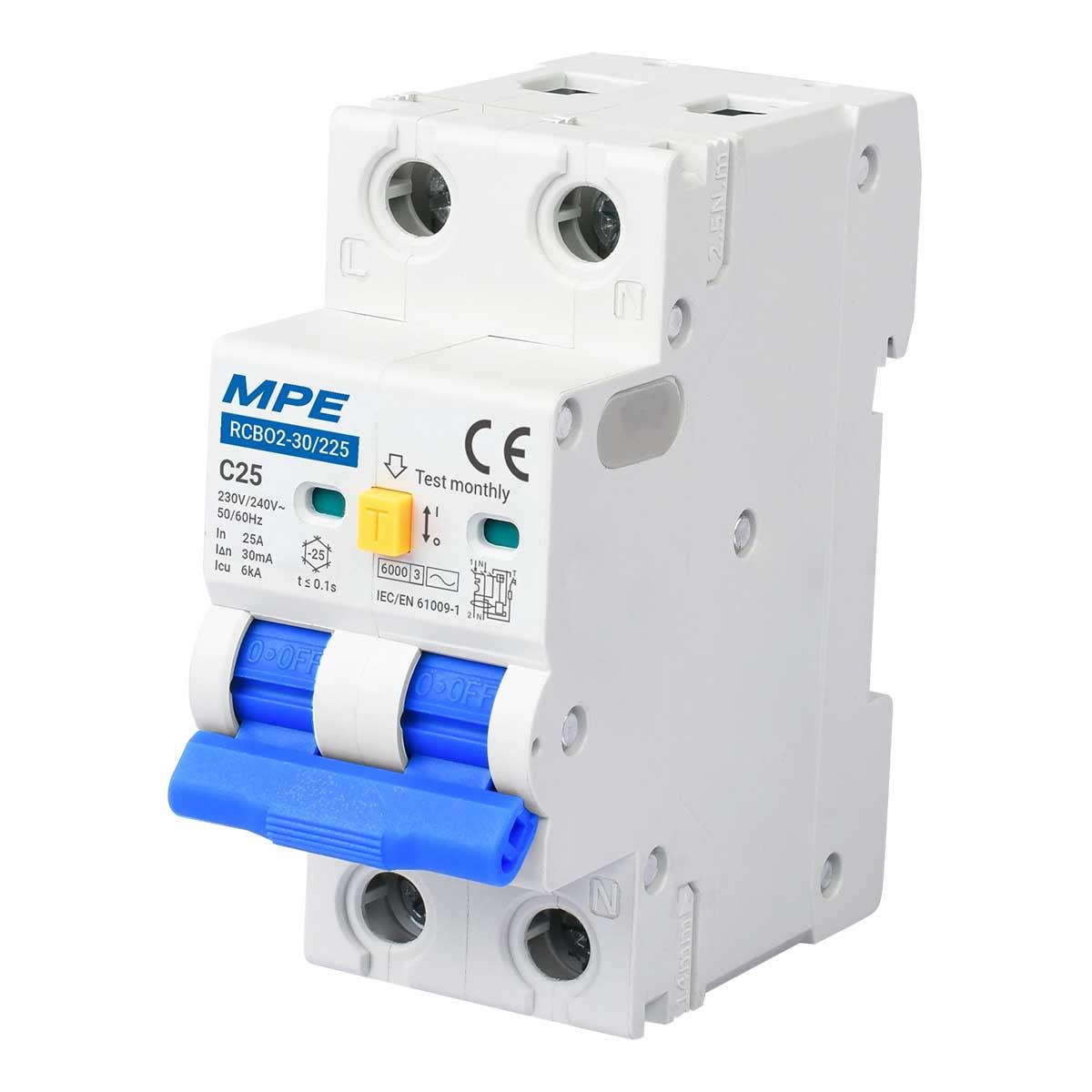 RCBO2, 2 cực, 30mA, 6kA