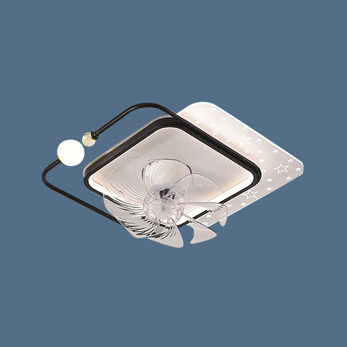 Đèn quạt ốp trần Klasse 50x50x18cm LED 3 màu