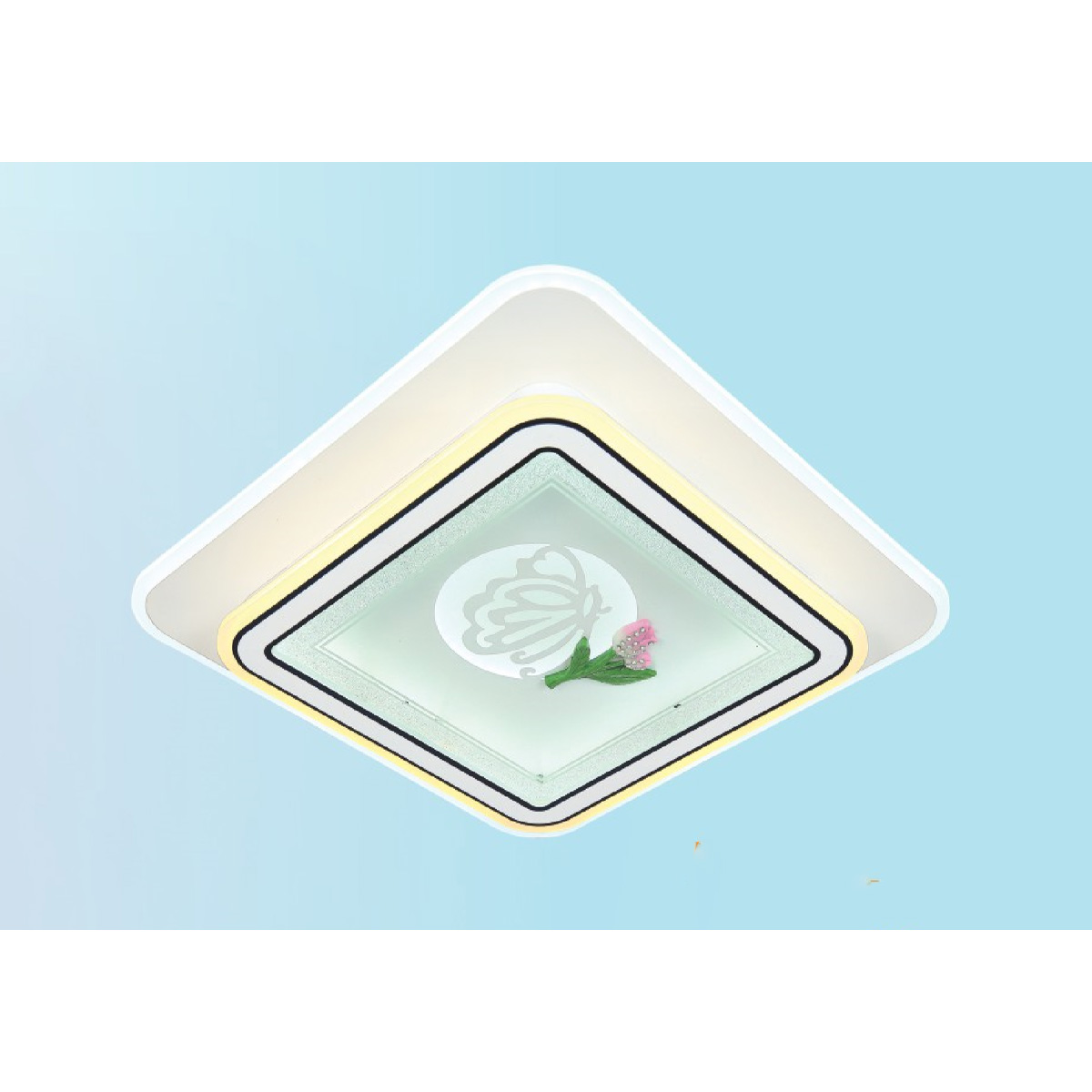 Đèn mâm ốp trần vuông mica Ø500*H80 Led 160W 3 màu ánh sáng