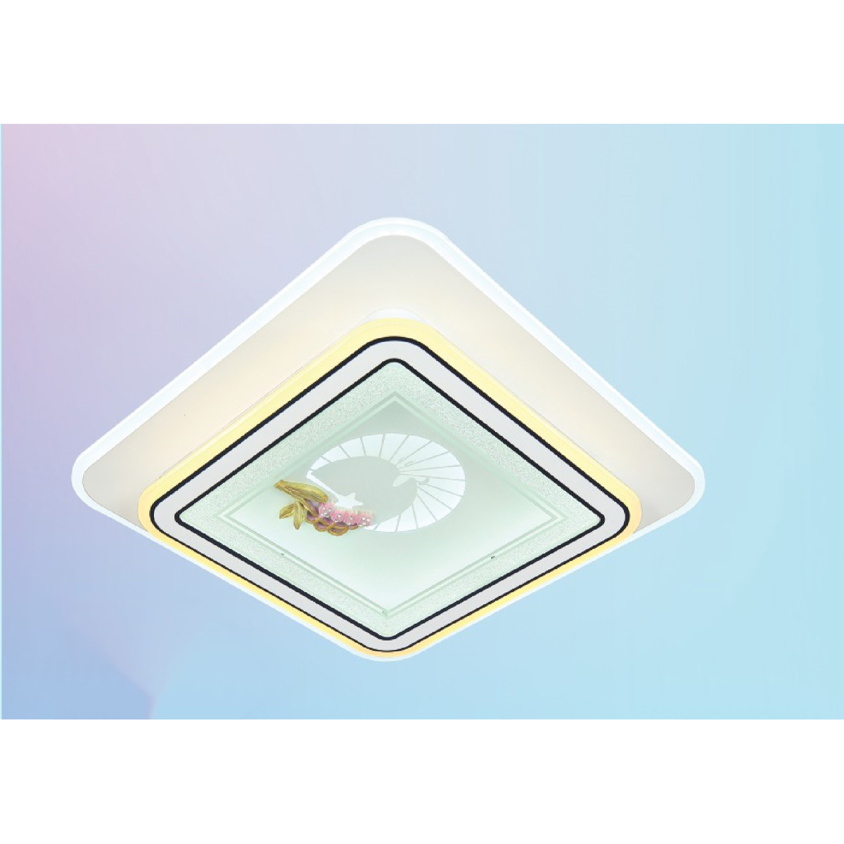 Đèn mâm ốp trần vuông mica Ø500*H80 Led 160W 3 màu ánh sáng
