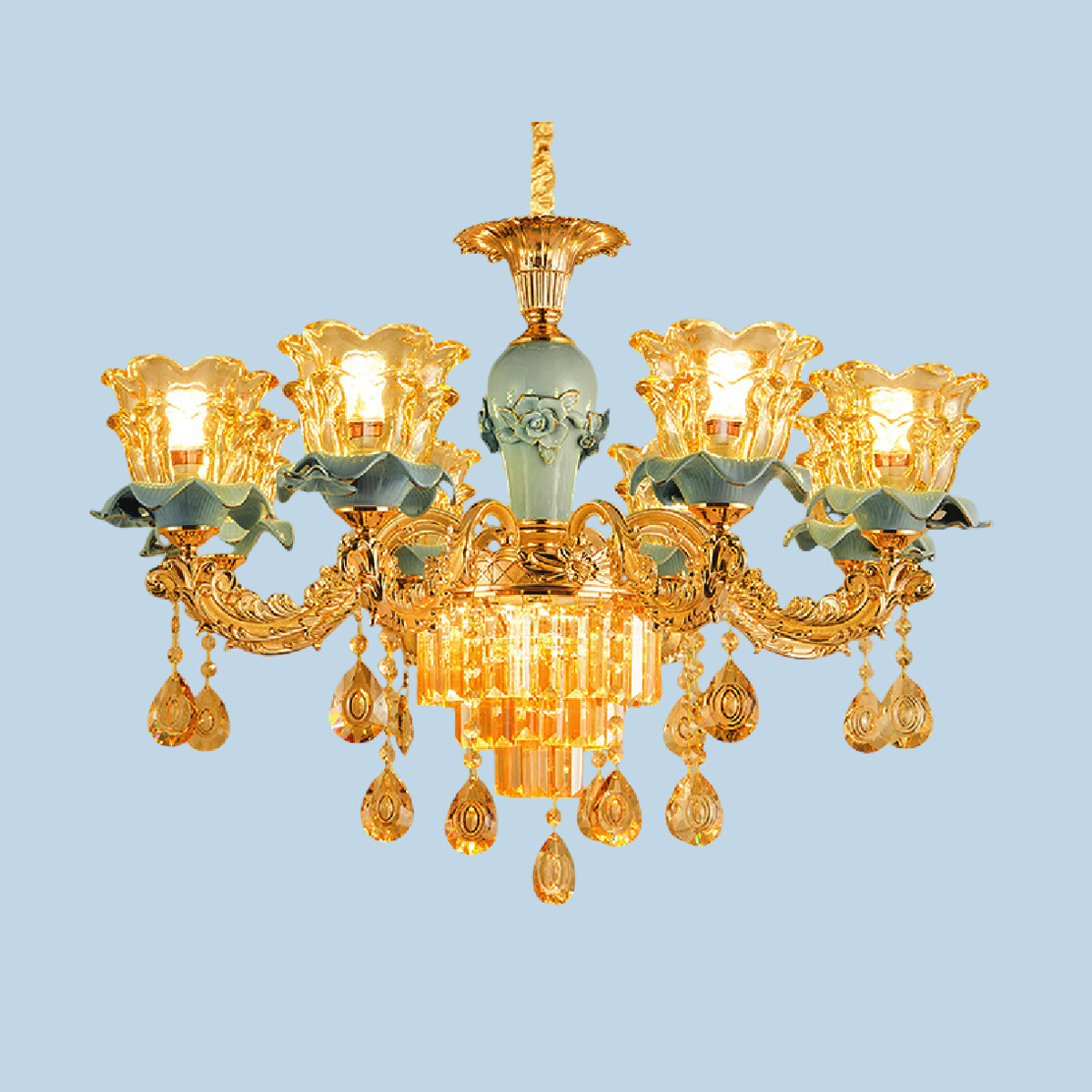 Đèn chùm pha lê nến Klasse 80x80x60cm