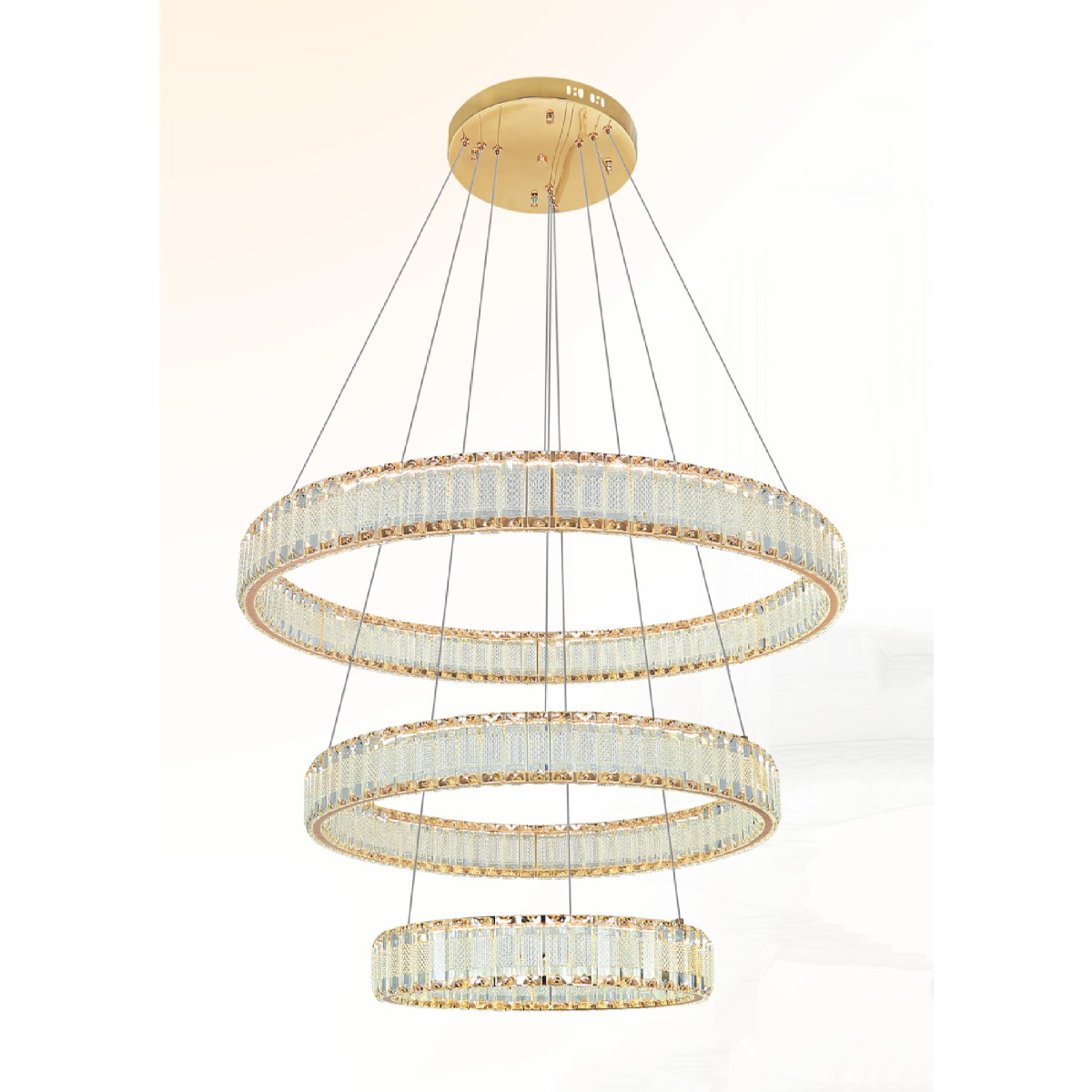 Đèn thả trần pha lê Ø800-600-400*H1800 - LED 200W 3 CĐ