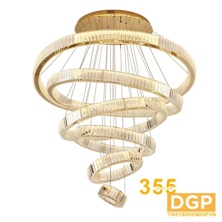 Đèn thả pha lê Ø200+400+600+800+1000+1200*H2500 - Led 3 CĐ