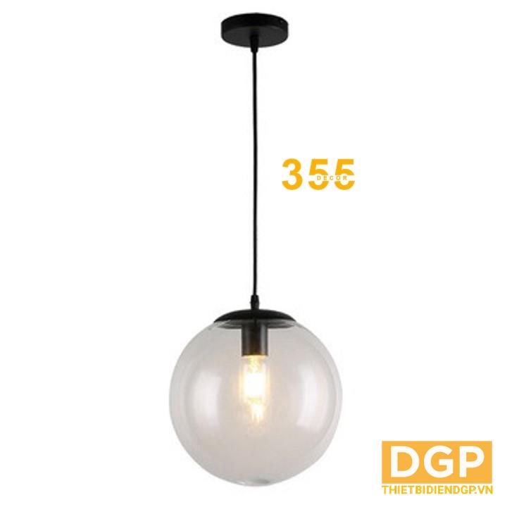 Đèn thả thủy tinh TT21 Ø250 nắp đen