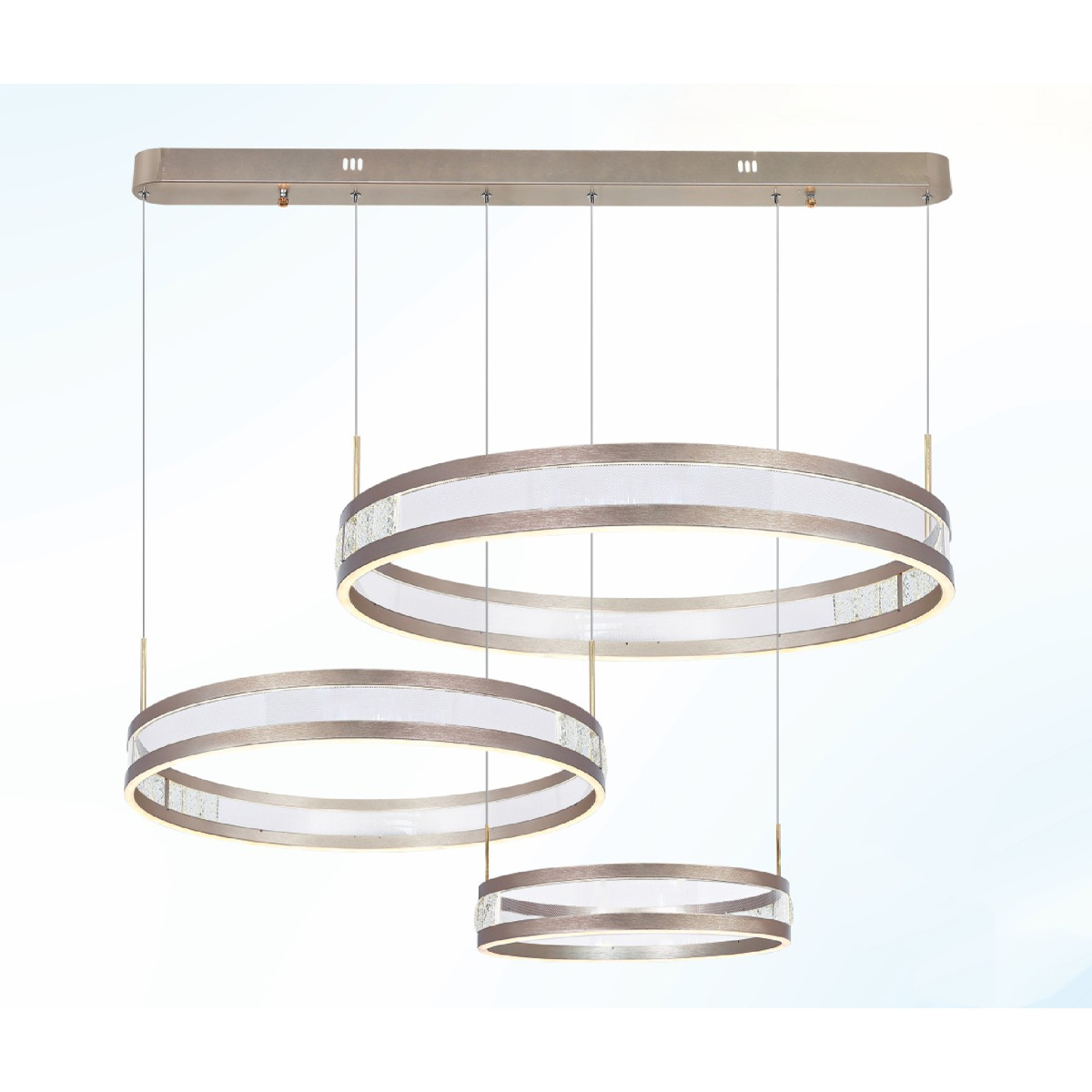 Đèn thả trần pha lê - mica L1100 Ø800-600-400*H1200 - LED 240W 3 CĐ