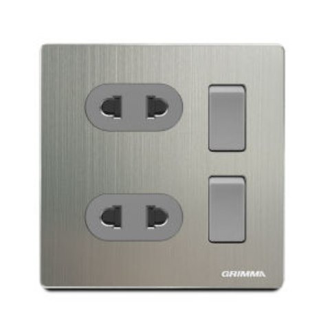 Bộ ổ cắm đôi 2 chấu + công tắc đôi 1 chiều Grimma G52K21SK2