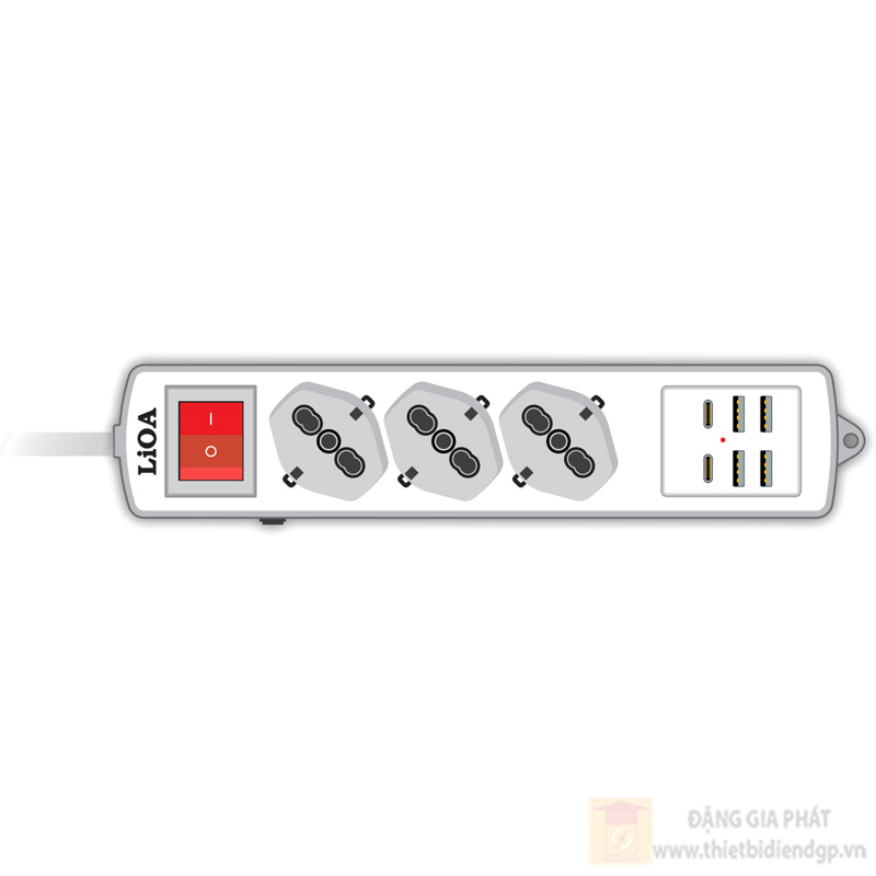 Ổ cắm kéo dài LiOA tiêu chuẩn Âu - Ý (16A - 250VAC) dây 3m, 3 lõi