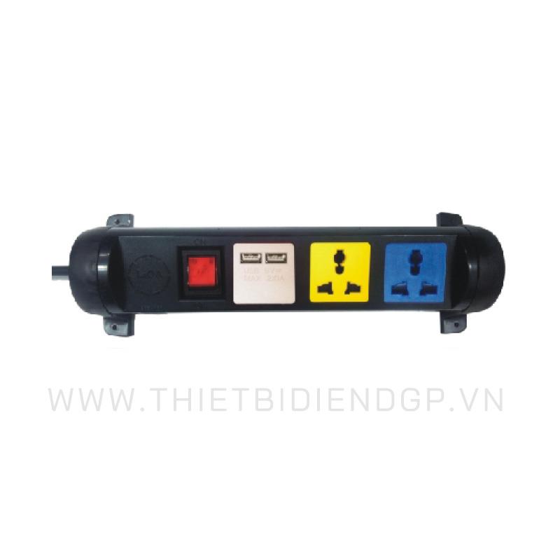Ổ cắm kéo dài đa năng xoay LiOA 3 mét 3 ổ cắm có cổng sạc USB 5V-1A