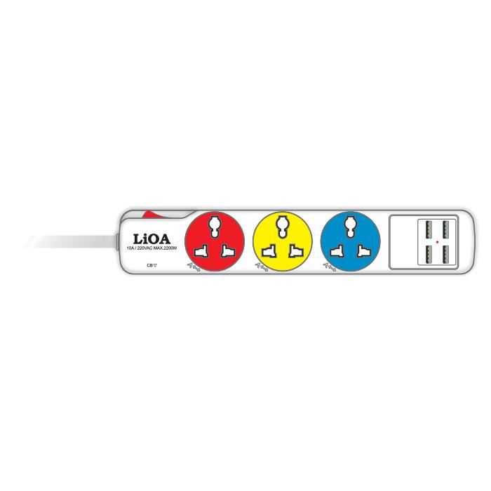 Ổ cắm kéo dài thông dụng - có 4 cổng sạc USB Type A - 5VDC - Total Power 12W