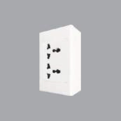 Bộ ổ cắm đơn 2 ổ cắm 3 chấu và đế nổi MPE A20B12UM