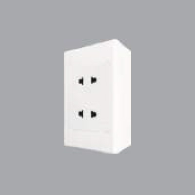 Bộ ổ cắm đơn 2 ổ cắm 2 chấu và đế nổi MPE A20B12U