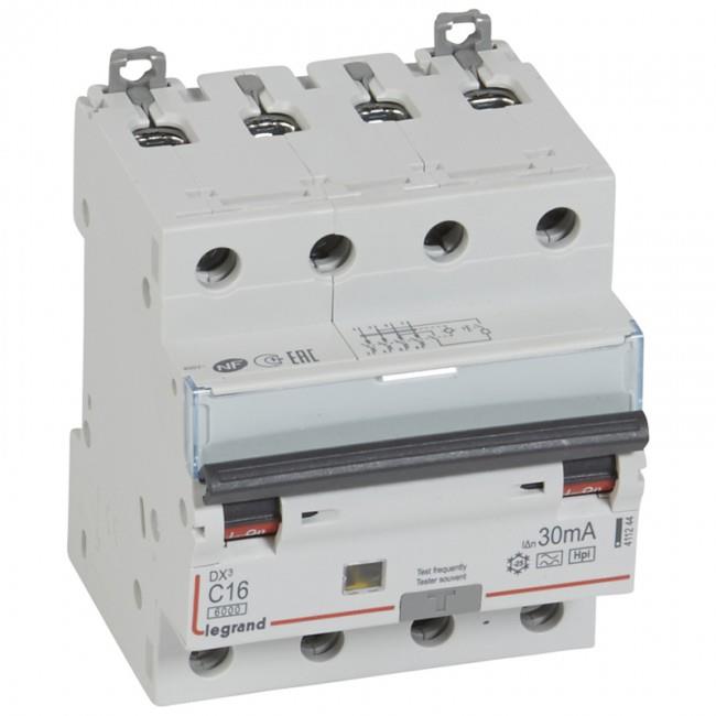 RCBO DX3 4P 6000A HPI 30MA 4M