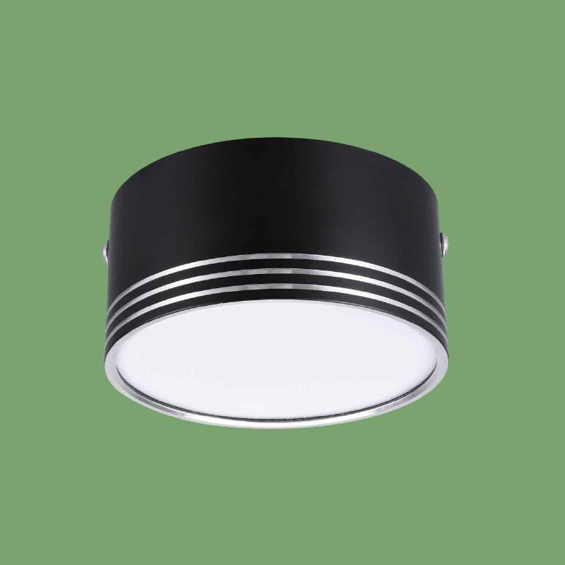 Đèn trụ ốp nổi Led 9W Ø95*H50, vỏ đen viền bạc