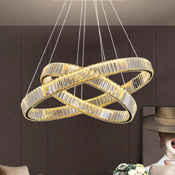 Đèn thả pha lê Andora Ø400 + 600 - LED 3 CĐ