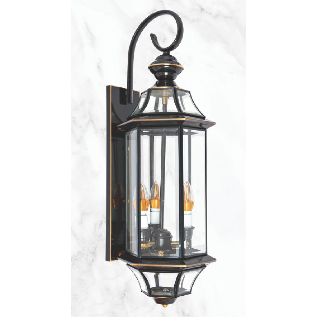 Đèn vách đồng chao kính H650*W210*D230 E14 x 3 lamp